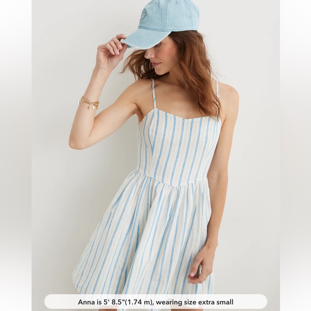 Aerie Blue and White Striped Sundress size medium